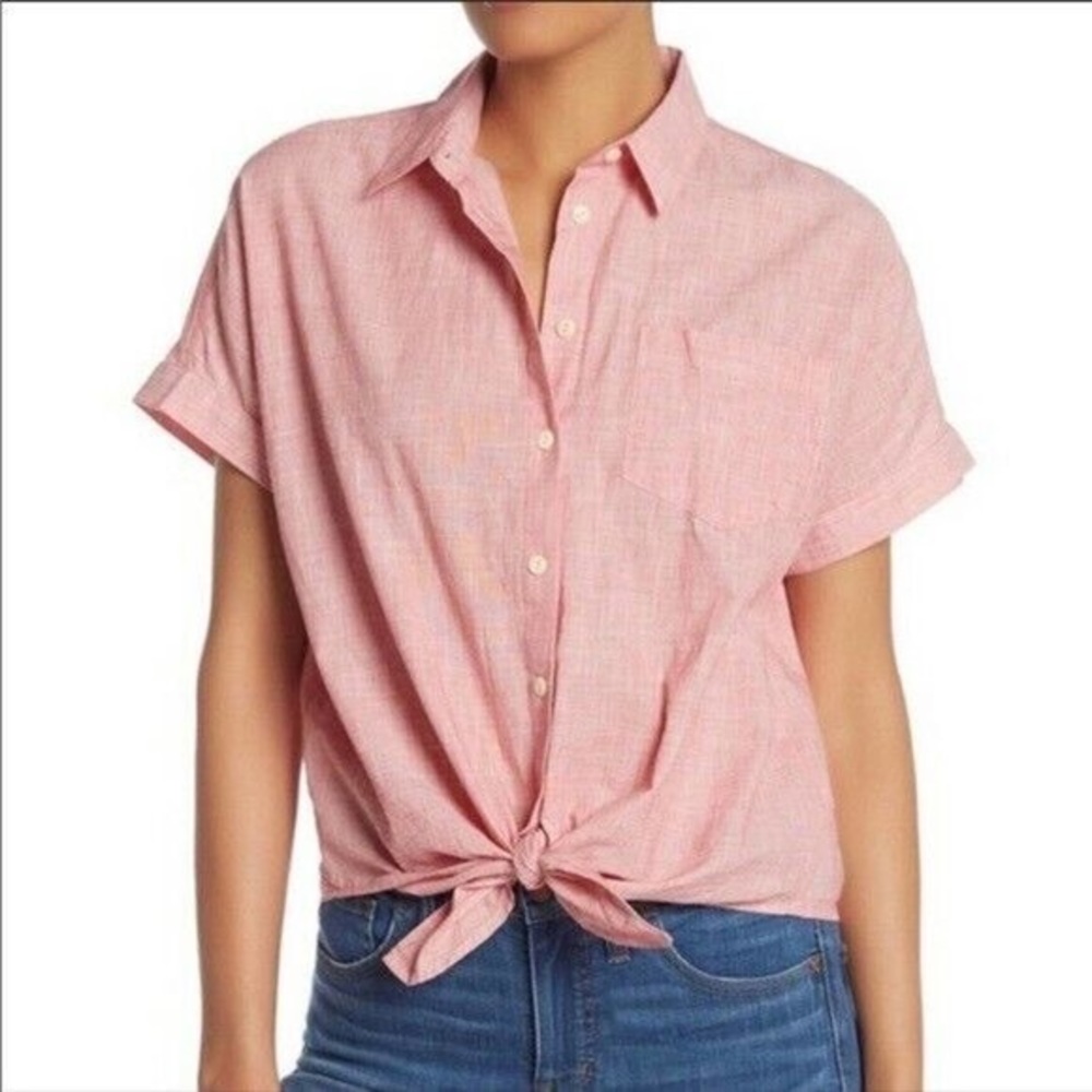 Madewell end on end tie front collared shirt